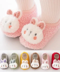 Rutschfeste Baby Hausschuhe mit Plüsch-Hase – Weiche Prewalker für Zuhause