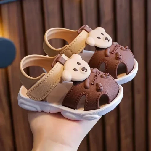 Baby Sommersandalen für Jungen & Mädchen mit Bär Motiv – Rutschfest, Weiche Sohle - Image 2
